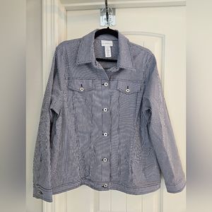 Alfred Dunner Navy & White Gingham Jacket, Size 16